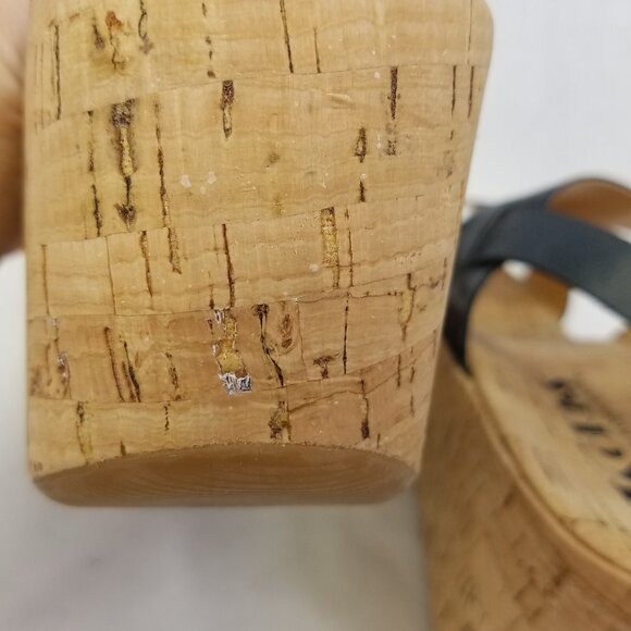 Korks Kork-Ease Austin Sandals Women 11 EU 43 Navy Leather Faux Cork Wedge Shoe - Picture 14 of 16